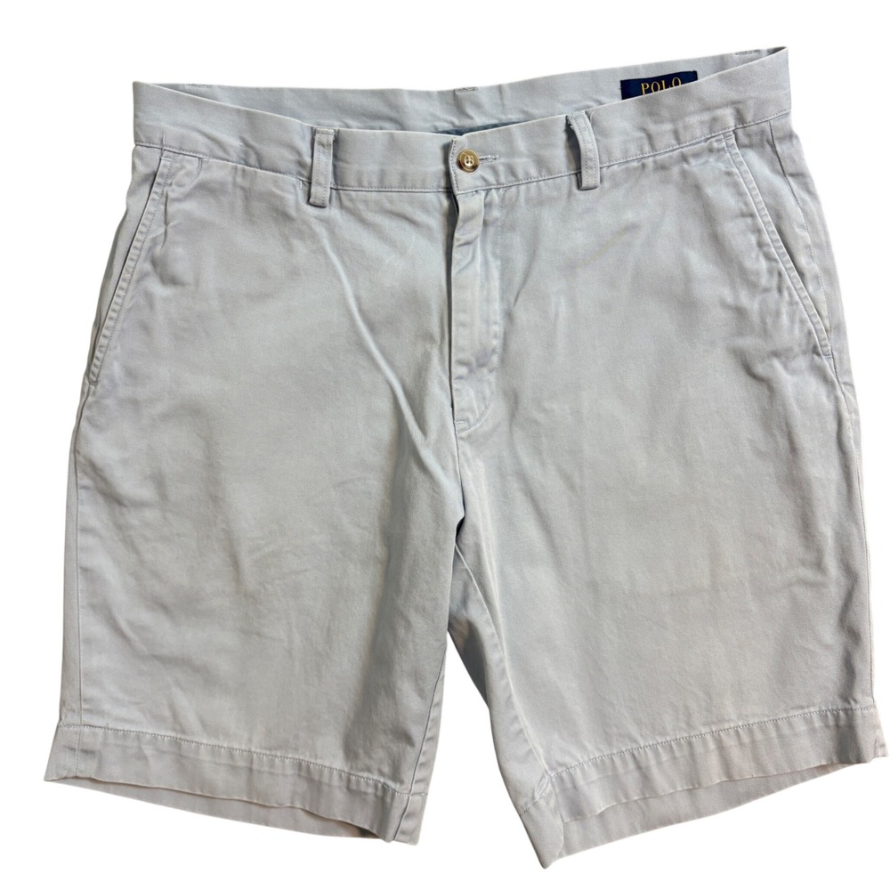Polo Ralph Lauren Mens Classic Fit 9 Inch Chino Shorts Light Blue Cotton Size 34